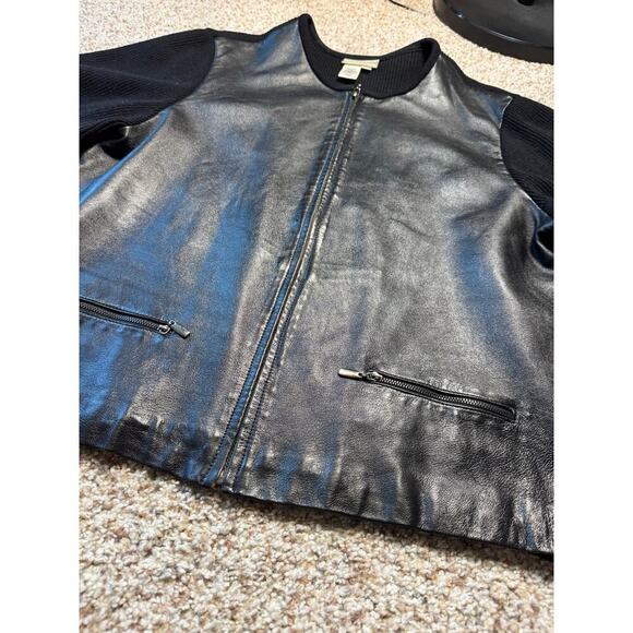 Coldwater Creek Leather & Wool Jacket, size women's Large, Full Zip; Knit Sweter - Picture 8 of 12